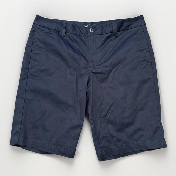Land's End Woman’s Size 10 Bermuda Shorts Flat Front Navy Blue Mid‎ Rise 34x10.5 - Picture 1 of 6